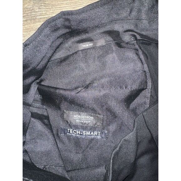 Nordstrom Tech Smart Trim Fit Dress Pants. Size 42x37. Raw Hem Black. NWT. P - Picture 3 of 11